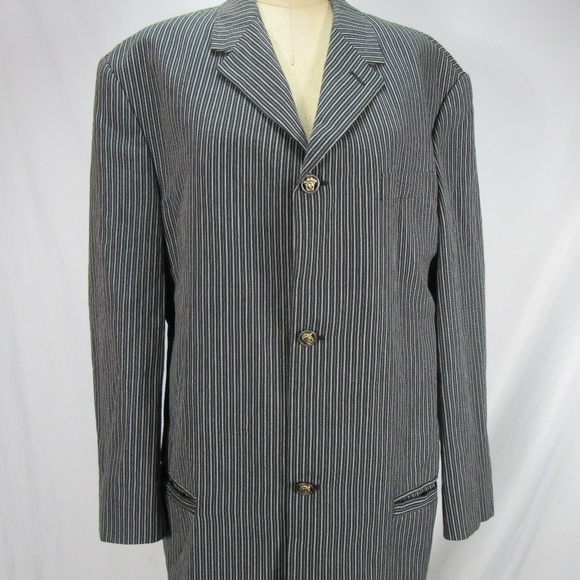 Versace Other - Versace Medusa Black White Striped Coat Blazer XL